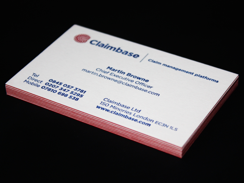 Letterpress business cards for Claimbase