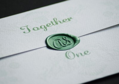 Wedding stationery with a wax seal